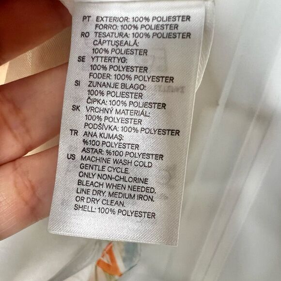 H&M Women's Satin Shift Dress Floral Hummingbird Print Size 4 Lined - Picture 10 of 11